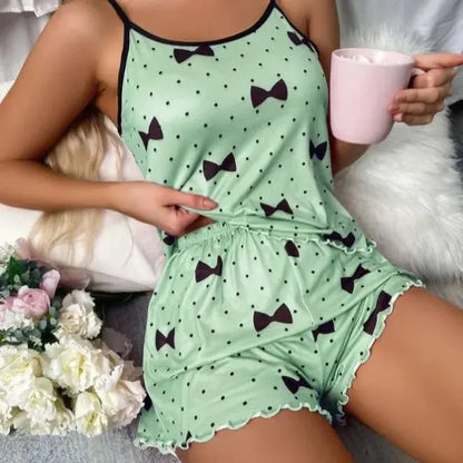 Summer Women's Pajama Set - Sexy Casual Two-Piece Camisole and Shorts Homewear Suit