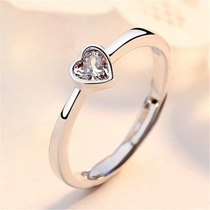 2pcs Zircon Heart Matching Couple Rings Set – Forever Endless Love Wedding Rings for Women and Men – Charm Jewelry