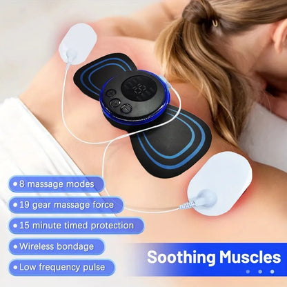 Rechargeable Neck Massager with Remote Control - 8 Modes EMS Low Frequency Pulse for Muscle Relaxation and Pain Relief