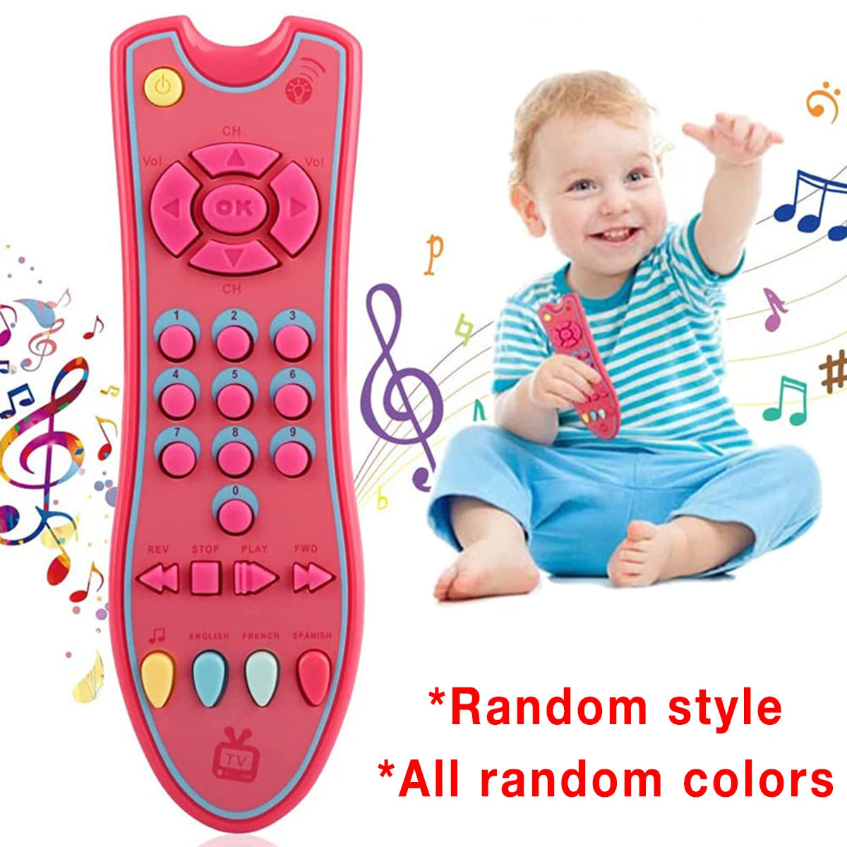 Music Mobile Phone and TV Remote Control Toy - Early Educational Electric Learning Gift with Numbers and English for Newborns