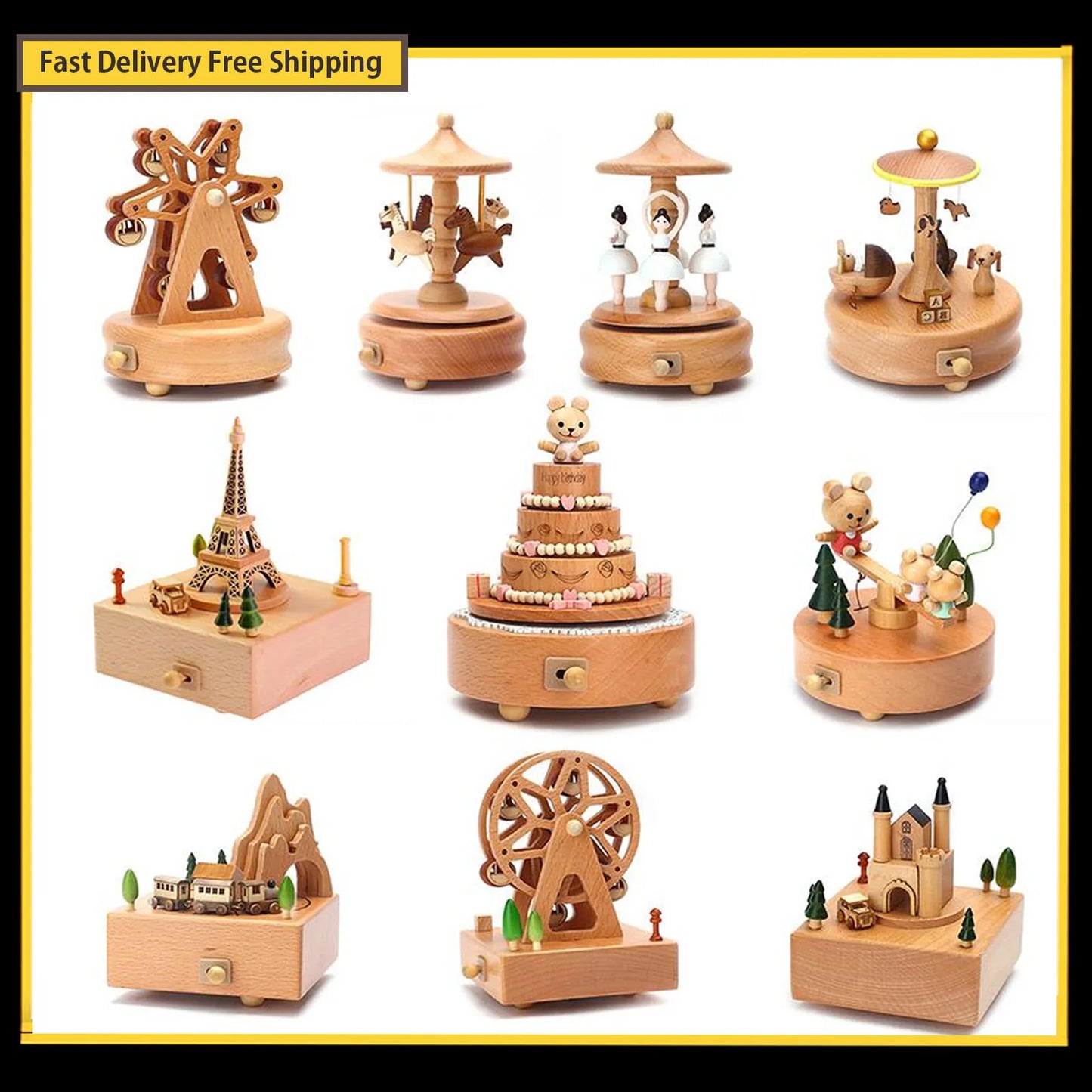 Elegant Wooden Castle Carousel Music Box - Perfect Birthday and Christmas Gift for Girlfriend or Boyfriend