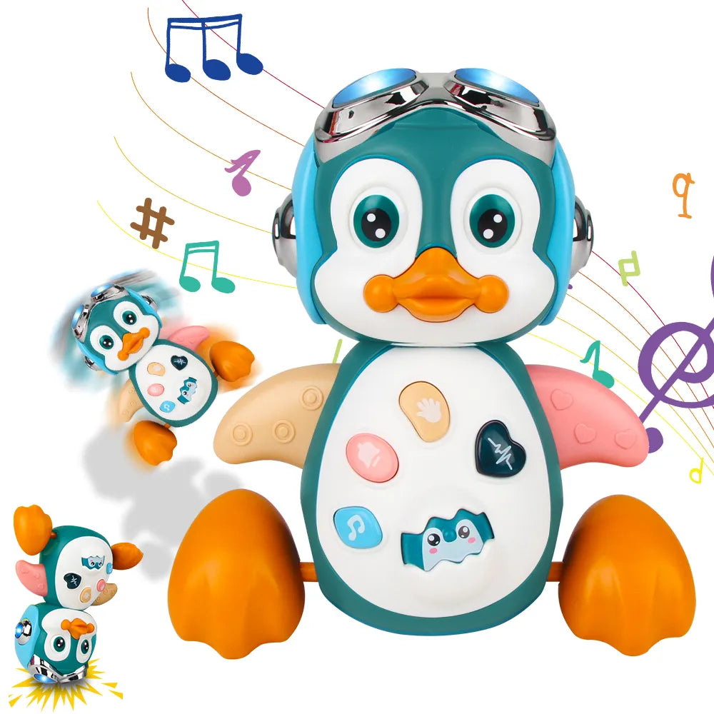 Entertain and Educate: Musical Penguin Baby Crawling Toy - Interactive Infant Development Toy with Light, Perfect for Tummy Time and Toddler Play