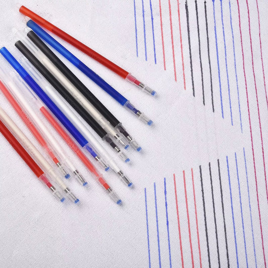 10Pcs/Set High Temperature Disappearing Fabric Marker Pens - Erasable Refillable Tools for Patchwork, PU Leather Marking & Sewing