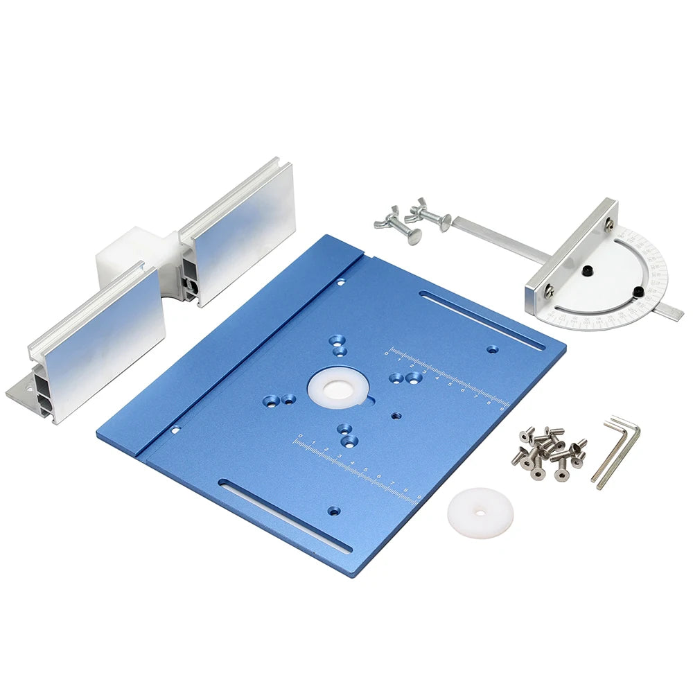 Premium Aluminium Router Table Insert Plate for Woodworking Trimmer Electric Wood Milling - Includes Flip Plate & Miter Gauge for DIY Bench