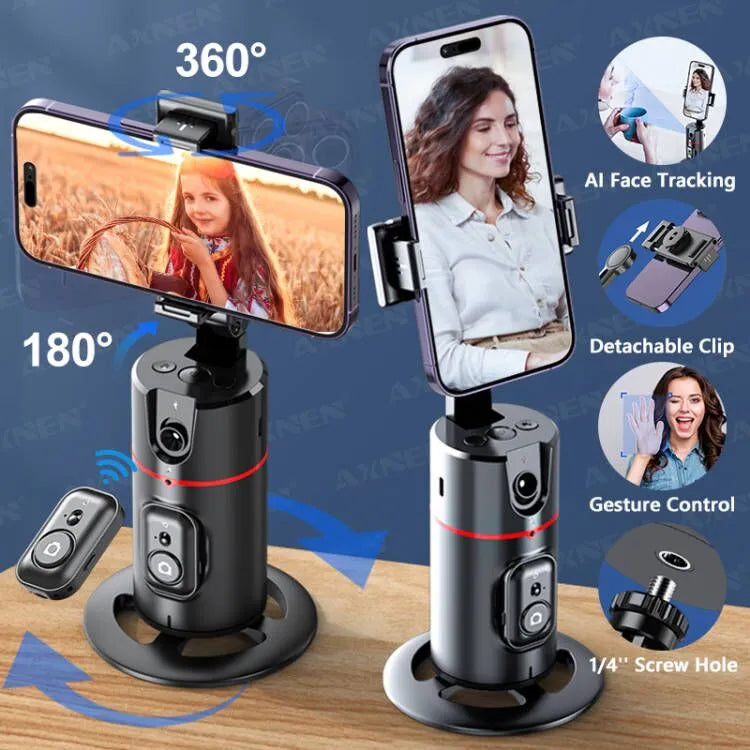 360° Rotation Gimbal Stabilizer - P02 Follow-up Selfie Desktop Face Tracking Gimbal | for TikTok Smartphone Live, with Remote Shutter