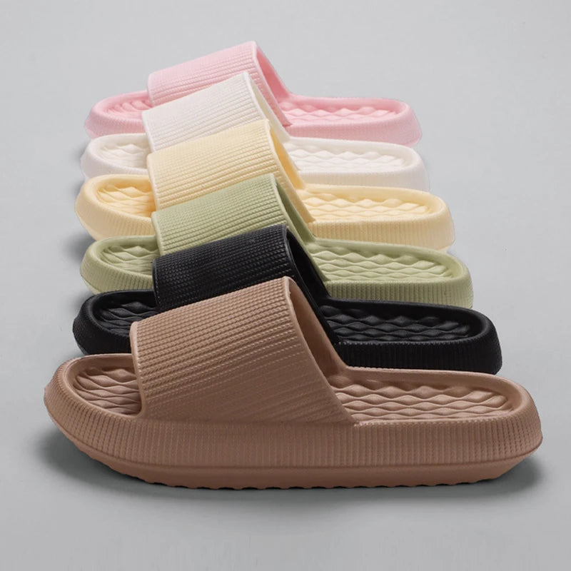 Lucyever 2024 Summer Cloud Slippers: Non-Slip Soft Eva Thick Platform Slides for Women - Couple Bathroom Home Flip Flops