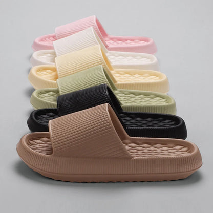 Lucyever 2024 Summer Cloud Slippers: Non-Slip Soft Eva Thick Platform Slides for Women - Couple Bathroom Home Flip Flops