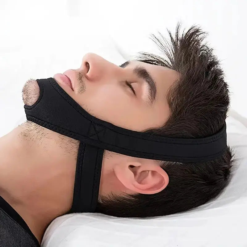 Men's Anti-Snoring Correction Strap - Black Diving Material, Open Mouth Breathing Aid for Improved Sleep