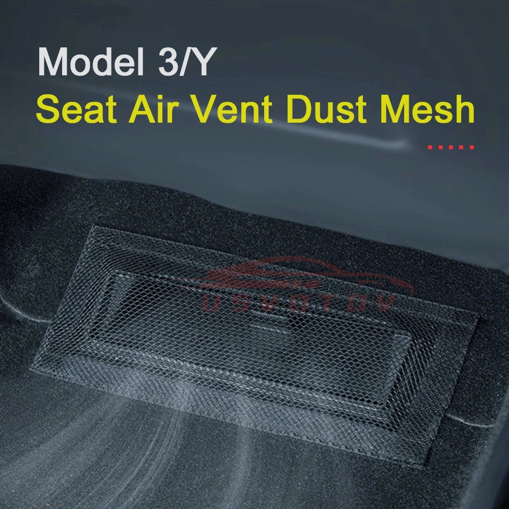 Tesla Model 3 Y Air Vents Cover: Under Seat Outlet Protector - Anti-Blocking Dust Mesh for 2021-2024 Interior Car Accessories