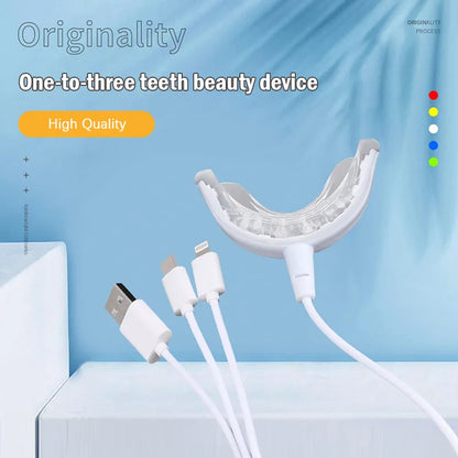 1PCS 3in1 Teeth Whitening: Smart LED Portable USB Rechargeable Blue Light - Timed Oral Care Bleach Teeth Whitening, 16 Lights