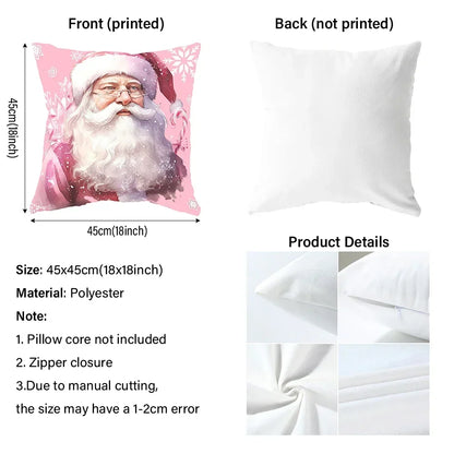 Christmas Zipper Pillowcase with Santa, Snowman, Deer and Tree Designs - Perfect for Outdoor Sofa and Living Room Decor