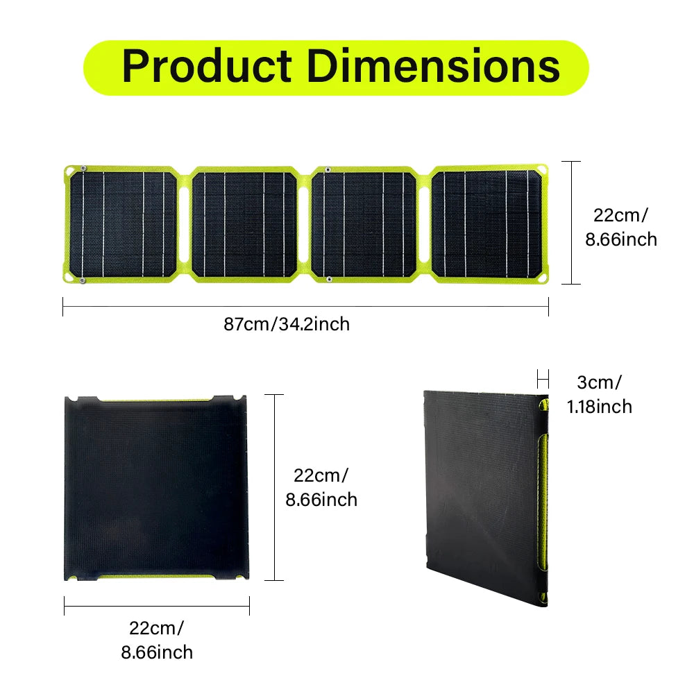 JMUYTOP Outdoor Portable Solar Panel Charger - 5V 21W/40W with PD 20W QC 3.0 - USB A C Power Bank Compatible