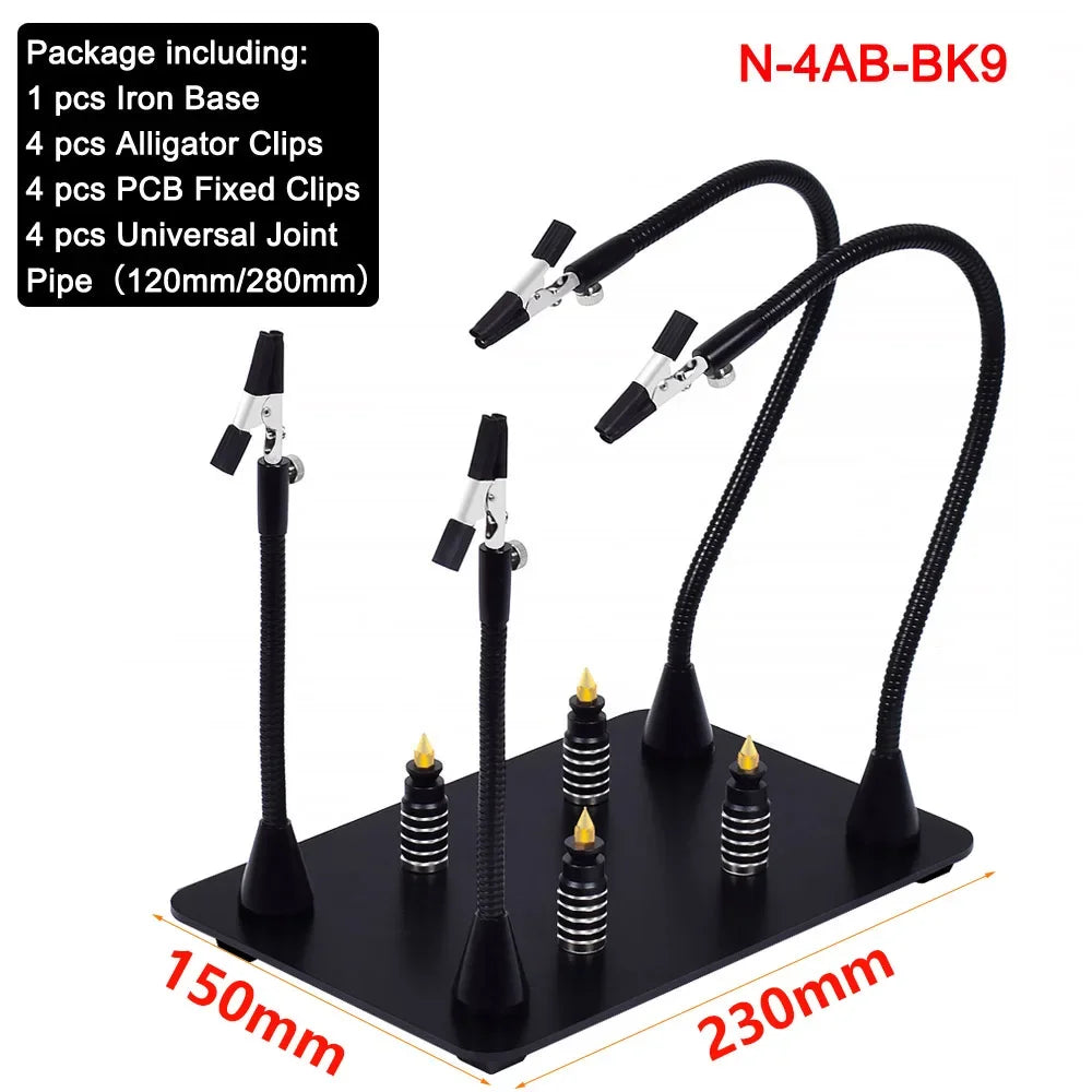 NEWACALOX Third Pana Hand Hot Air Gun Frame - PCB Board Holder, Heat Gun Stand, Soldering Tool with 3X LED Magnifying Glass