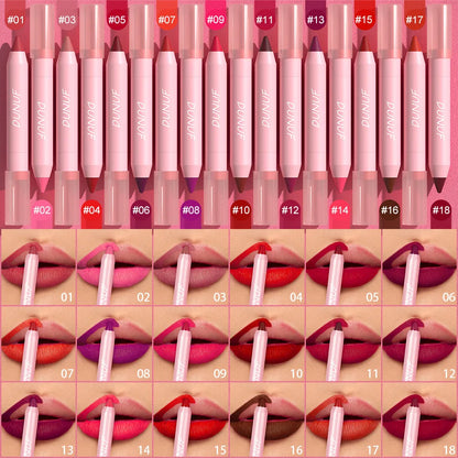 18-Color Waterproof Lipstick Pencil – Sexy Red Matte Contour Tint Lipliner Pen for Long-Lasting, Non-Stick Cup Lip Makeup. Cosmetic