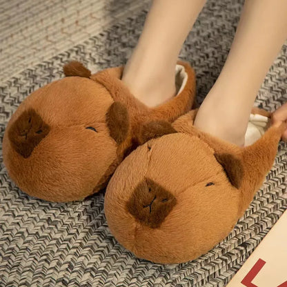 Cute Cartoon Capybara Cotton Slippers - Soft, Non-Slip, Warm Plush Indoor Shoes for Couples