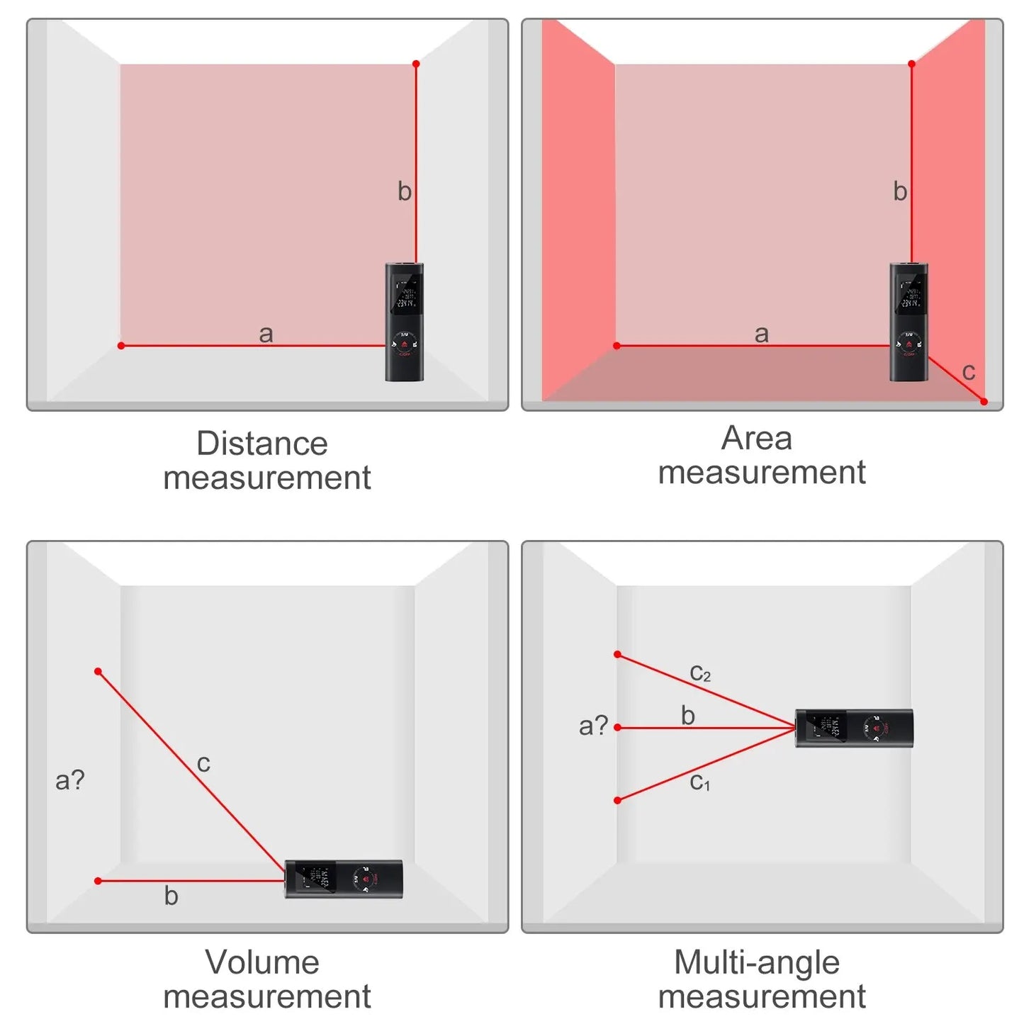 40M/60M Mini Smart Laser Distance Meter – Infrared Rangefinder, USB Rechargeable, Portable Handheld Tool