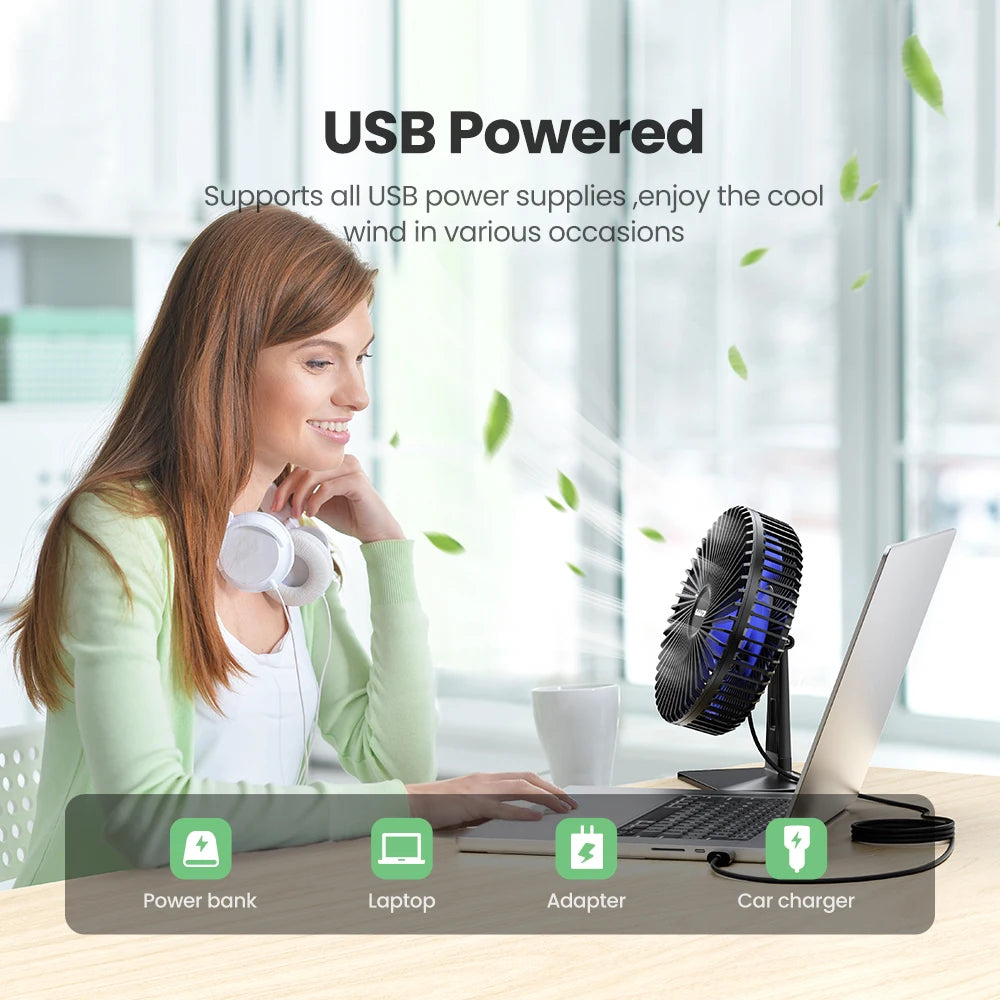 GAIATOP Desk Fan – Portable USB Fan with 90° Adjustable Cooling, 4 Speed Settings, Ultra Quiet for Home, Desk and Office