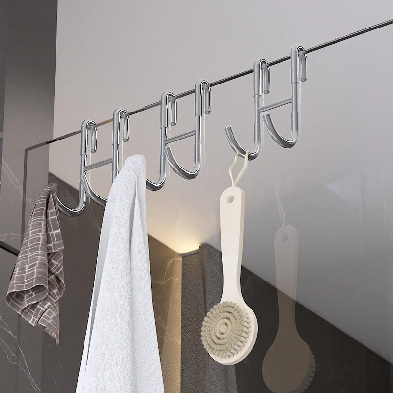 304 Stainless Steel Glass Door Shower Hook - Towel Rack Hooks for Kitchen and Bathroom - Drilling-Free Hanger (1/2 Pcs)