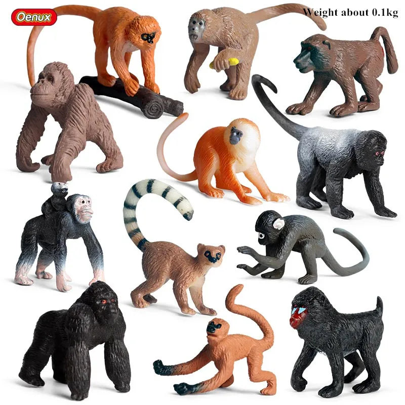 Oenux Montessori Miniature Animal Model Set - Lion, Shark, Horse, Dinosaur Figurines for Educational Play and Zoo-Themed Gifts for Kids