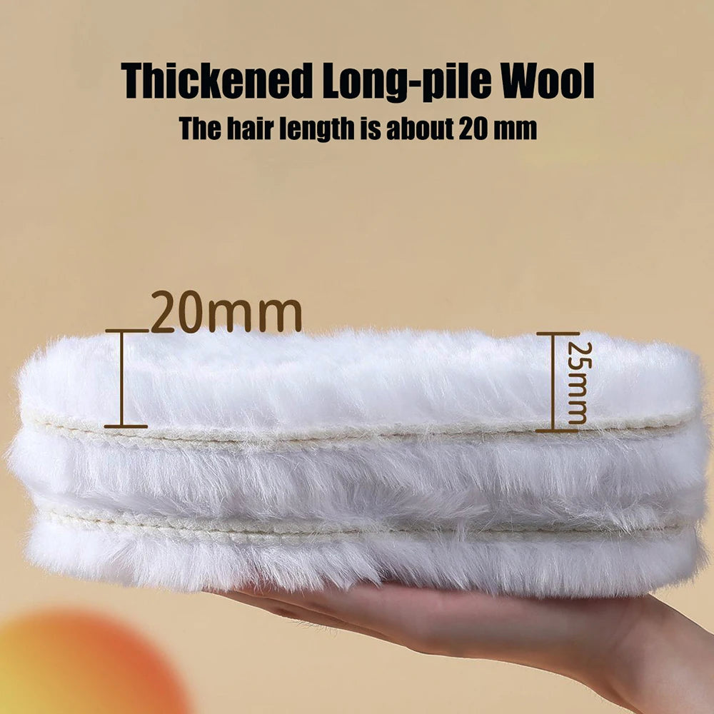 Genuine Sheepskin Fleece Insoles - Thick Cashmere Thermal Wool Inner Soles for Men and Women, Perfect for Shoes and Snow Boots