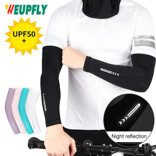 1 Pair Ice Fabric UV Protection Arm Sleeves: Breathable Cooling for Fitness, Basketball, Cycling - UPF 50