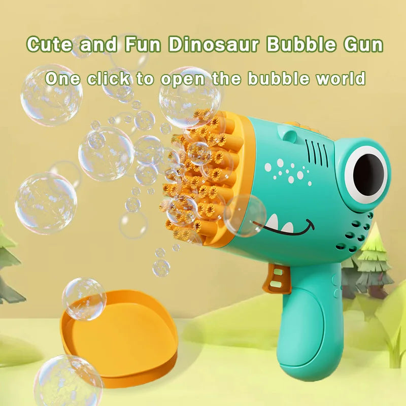 40-Hole Dinosaur Bubble Machine – Electric Handheld Bubble Gun for Outdoor Weddings & Parties ( Bubble Water Not Included )