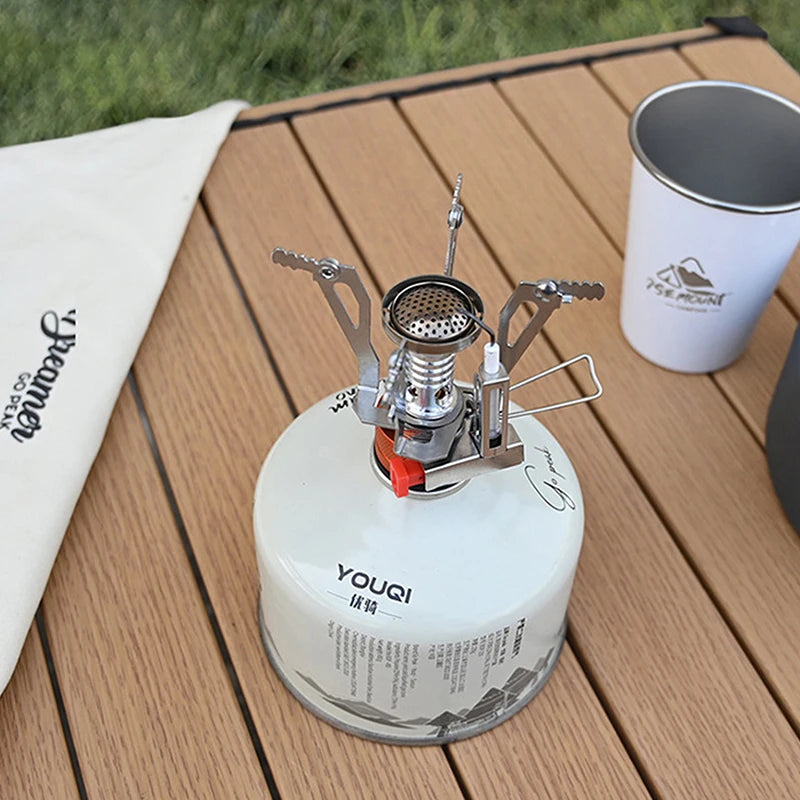 Ultra-Light Portable Gas Cooker: Aluminum Alloy Camping Stove for Outdoor Picnics and Survival - Essential Camping Accessories