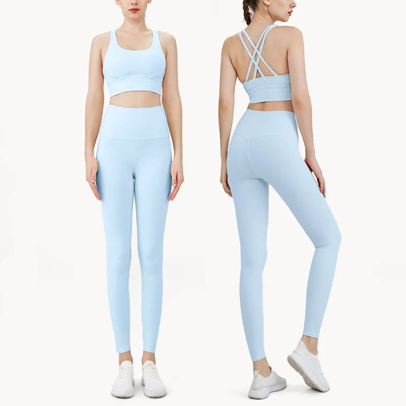 2024 Women's 2 Piece Yoga Tracksuit - Quick Dry Breathable Fitness Set with Sports Bra and Leggings