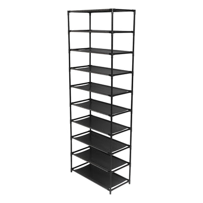 10 Tier Stackable Shoe Rack - Stainless Steel Frame, Holds 50 Pairs of Shoes for Organized Storage