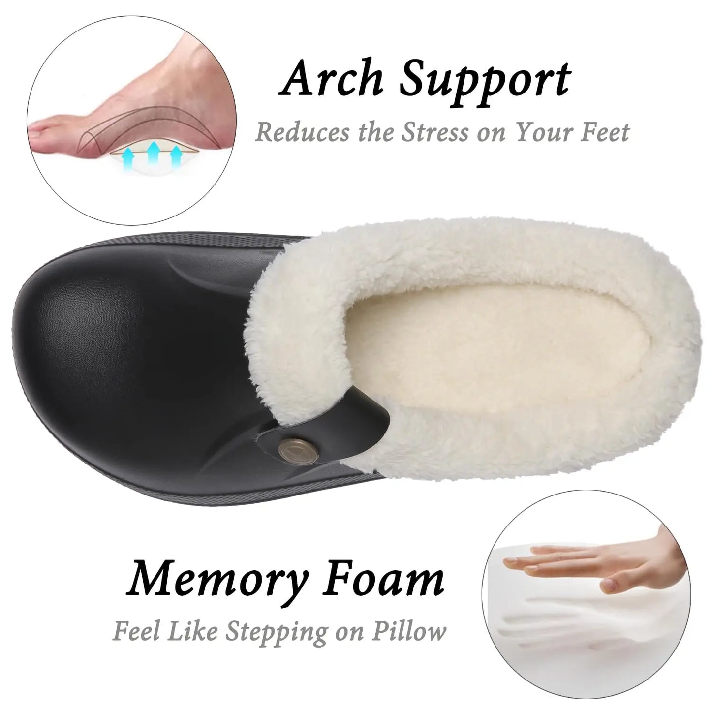 Litfun Winter Plush Garden Shoes - Women's Fur Clogs and Men's Soft Furry Waterproof Slippers, Cozy Fuzzy Home Footwear