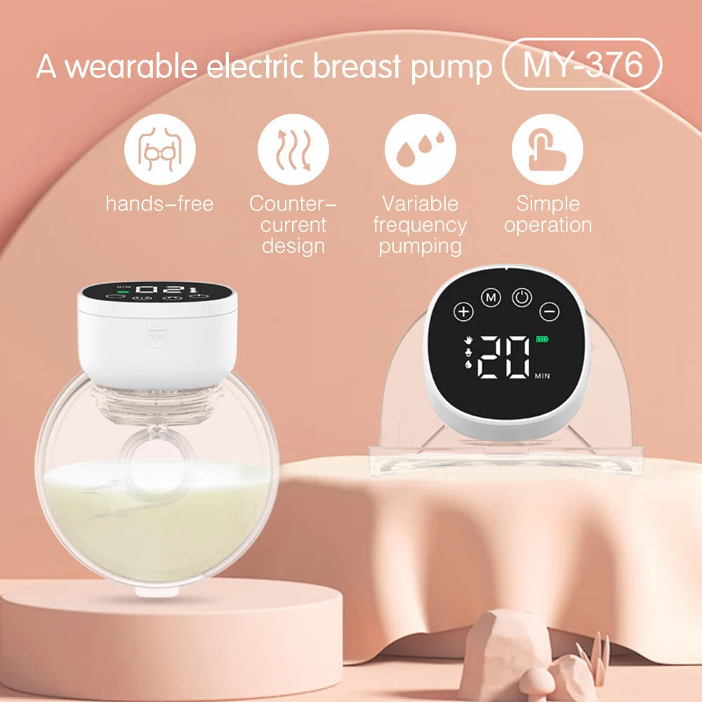 2pcs Wearable Hands-Free Electric Breast Pump | Silent & Invisible | 3 Modes, 9 Levels of Suction, 180ML Capacity