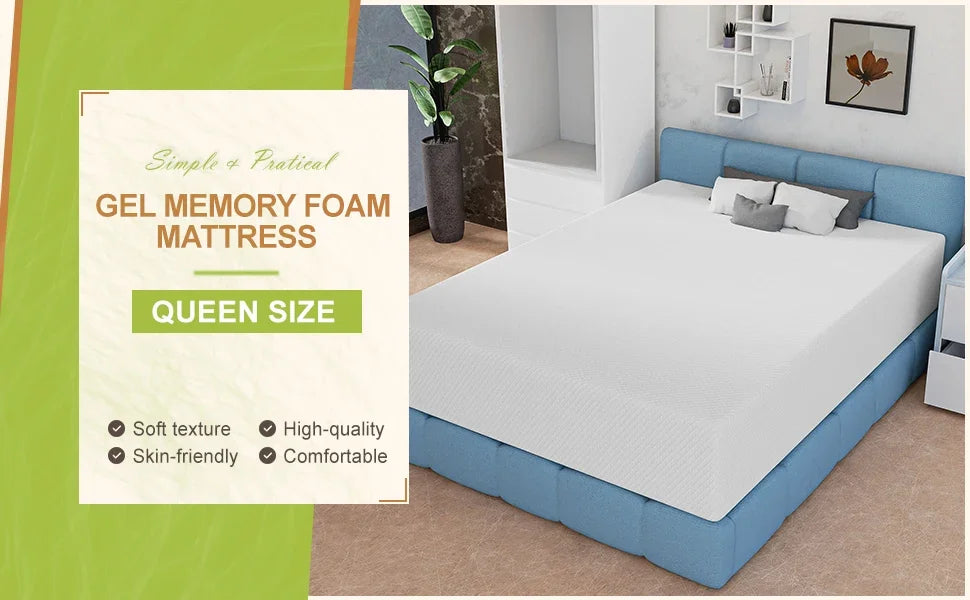 Certipur-US Certified Queen Gel Memory Foam Mattress - Cooling, Pressure Relieving Comfort