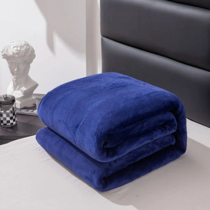 Simple Plain Colored Plush Blanket - Multifunctional Thickened Farley Blanket Cover for Warmth