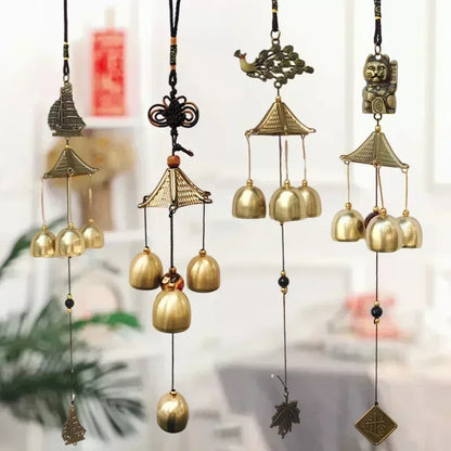 Retro Copper Wind Chimes - Oriental Lucky Pendants for Garden Decorations - Outdoor Wind Bell Hanging Pendants ( Campanillas De Viento)