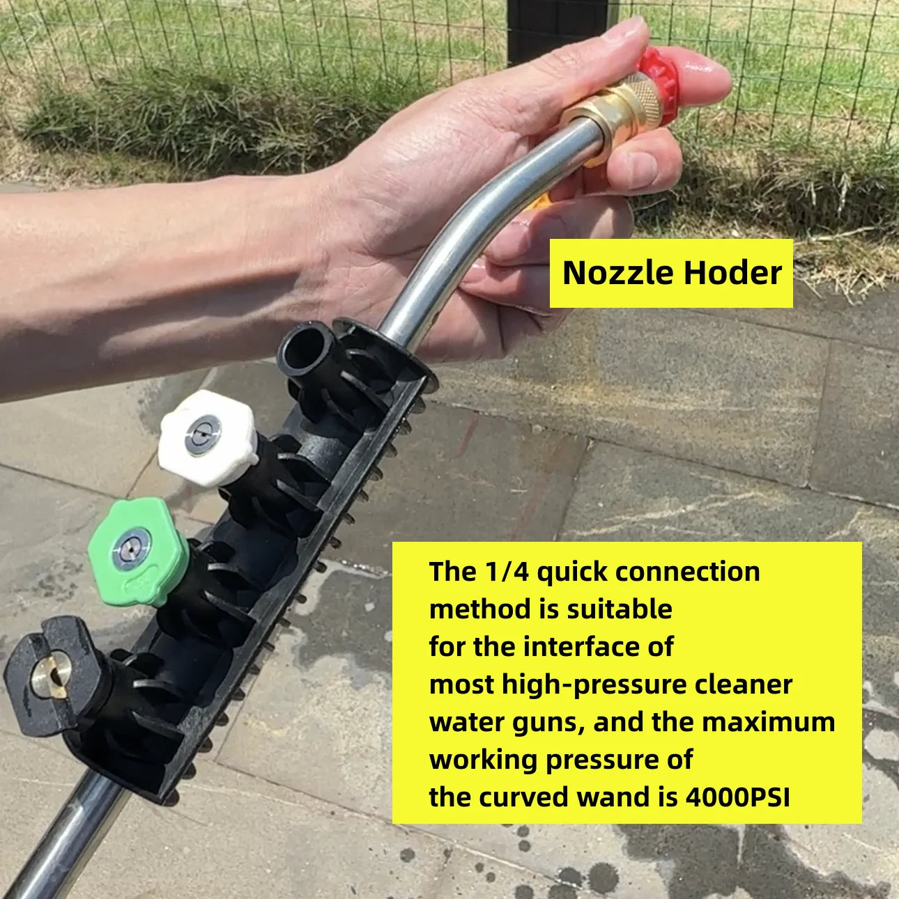 15-Inch Pressure Washer Wand with 30-Degree Curved Extension - Includes 5 Spray Nozzles and Nozzle Holder - 1/4 Inch Quick Connect