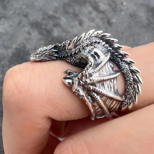 Gothic Dragon Rings: Adjustable Pterosaur Wings Design - Vintage Punk Style Jewelry Accessories