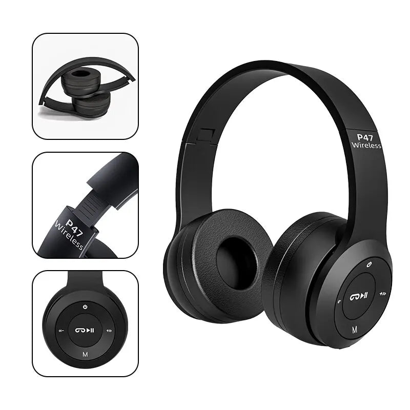 Bluetooth 5.0 P47 TWS Stereo Headphones – Bluetooth Earphones with Mic for Mobile, iPhone, Samsung, Android, iOS