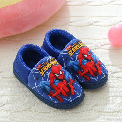 Cartoon Printed Spider-Man Cotton Slippers for Kids | Fashionable Warm Indoor Shoes for Boys | Autumn and Winter Style