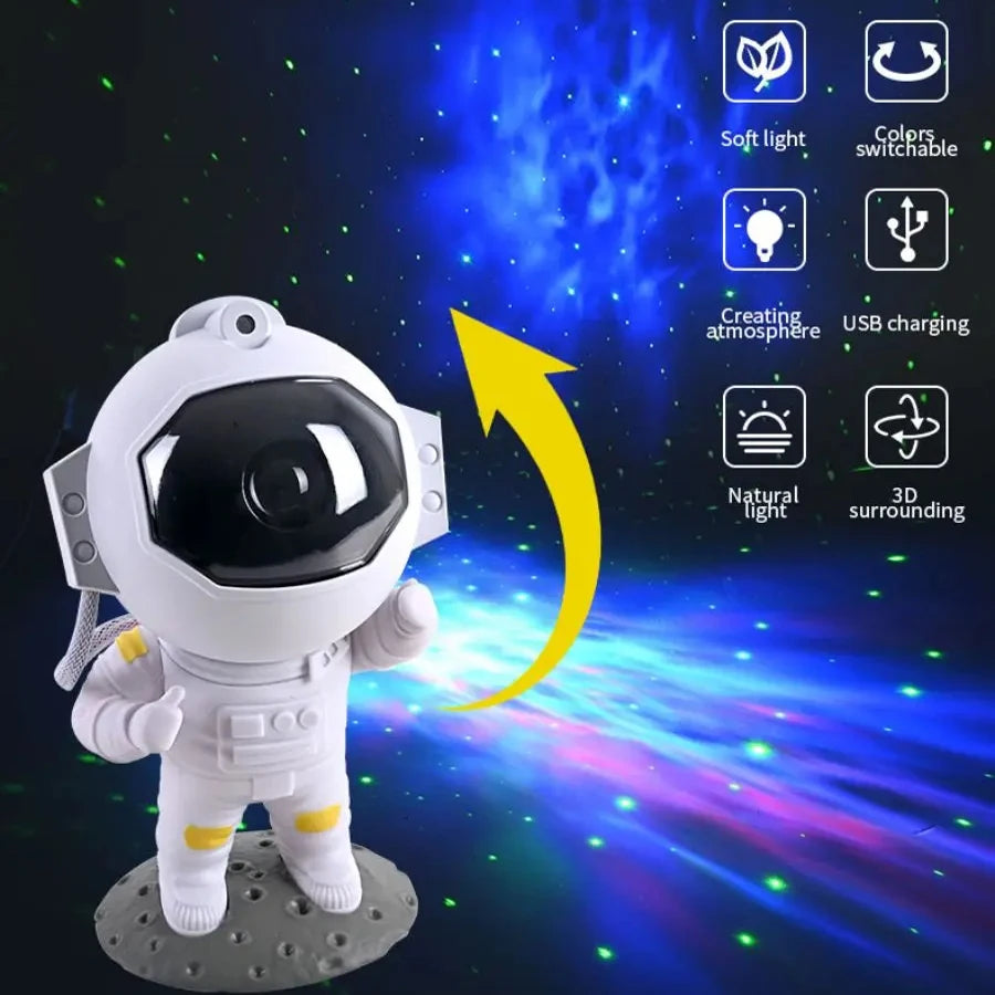 Astronaut Starry Sky Projector Night Light – Galaxy Star LED Projection Lamp with Remote for Kids' Bedroom and Home Party Decor