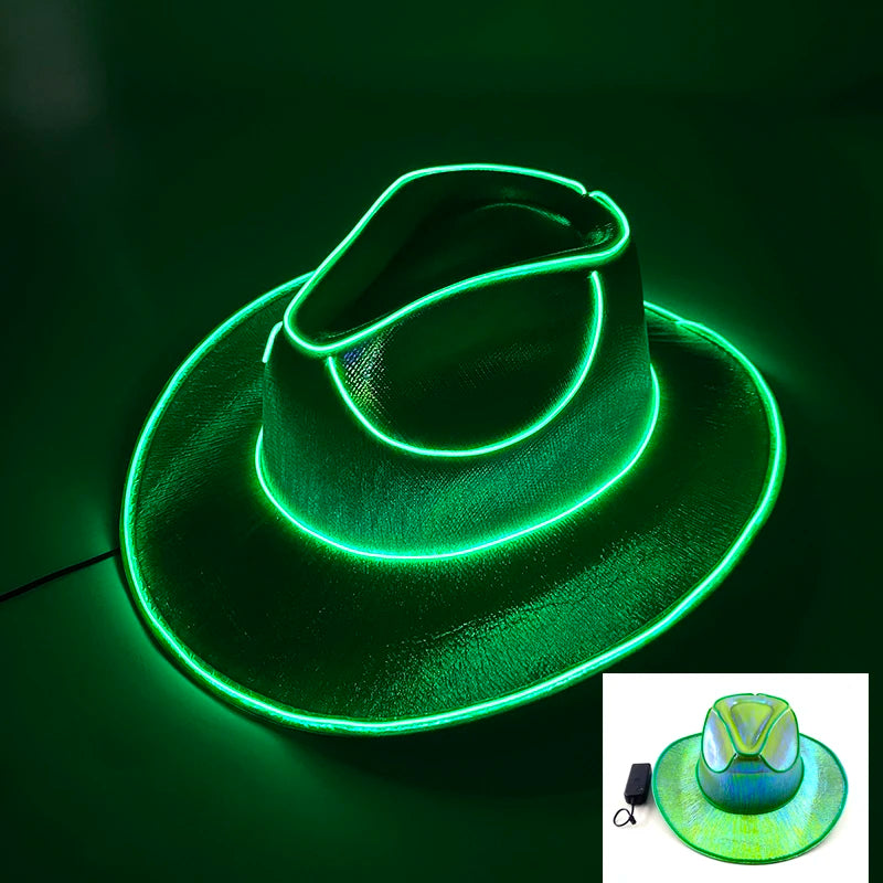 New Pearlescent Cowboy Hat - Glowing Cowgirl Cap for Dance Costumes, Neon Nightclub Decor