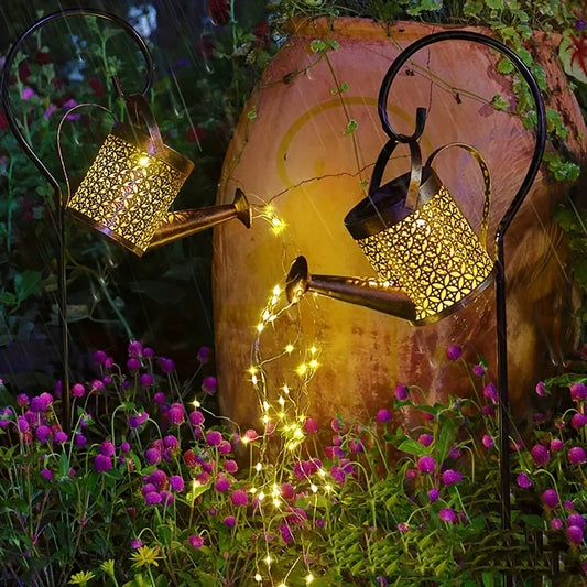 Large Retro Metal Lantern Solar Watering Can Light – Waterproof Hanging Star LED Fairy Light for Outdoor Garden Decoration