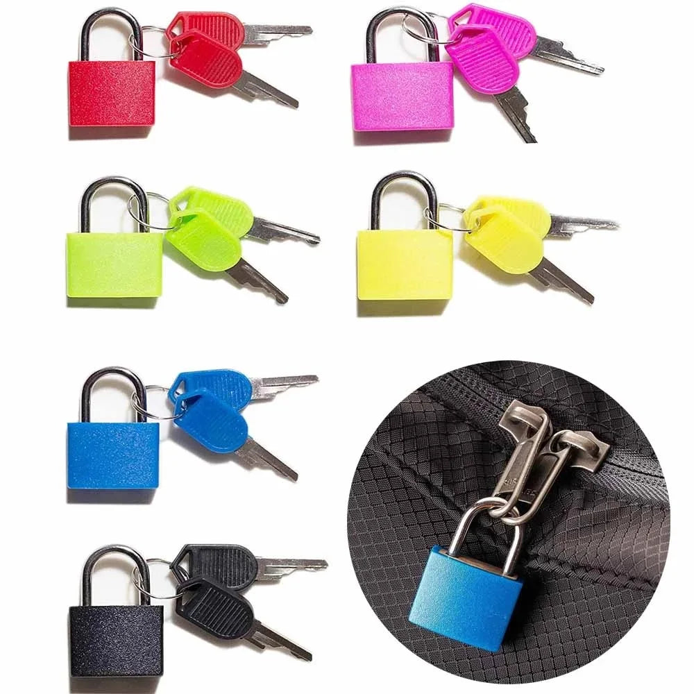 Mini Steel Padlock 6 Colors - Strong Travel Suitcase Lock with 2 Keys for Anti-Theft Protection