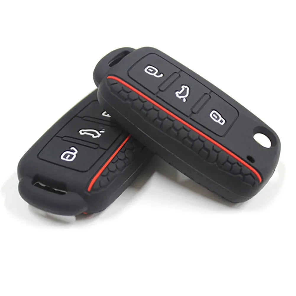 Silicone Car Key Fob Case Cover - For Volkswagen Sagitar, Polo, Golf, Bora, Tiguan, Touareg, Phaeton, SEAT, Skoda