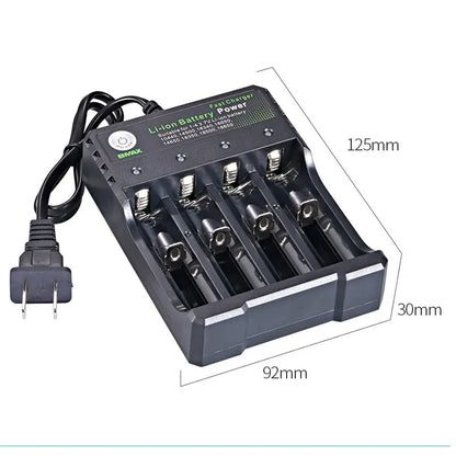 Black 18650 Battery Charger: 1/2/4 Slots Dual AC 110V 220V - for 3.7V Rechargeable Lithium Battery Charging