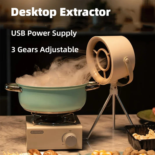 2024 New Portable Exhaust Fan - Small Kitchen Hood Extractor, USB-Powered Mini Suction Cooker Hood for Barbecue and Desktop Use