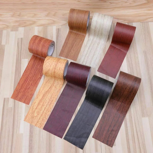 5M Realistic Wood Grain Repair Adhesive Duct Tape - Floor & Furniture Renovation Skirting Line Sticker for Home Decoration