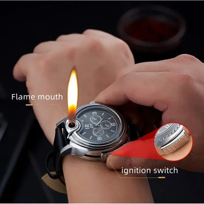 Metal Gas Watch Lighter - Refillable, Portable Windproof Lighter, Fashionable and Cool, Creative Gift for Outdoor Use