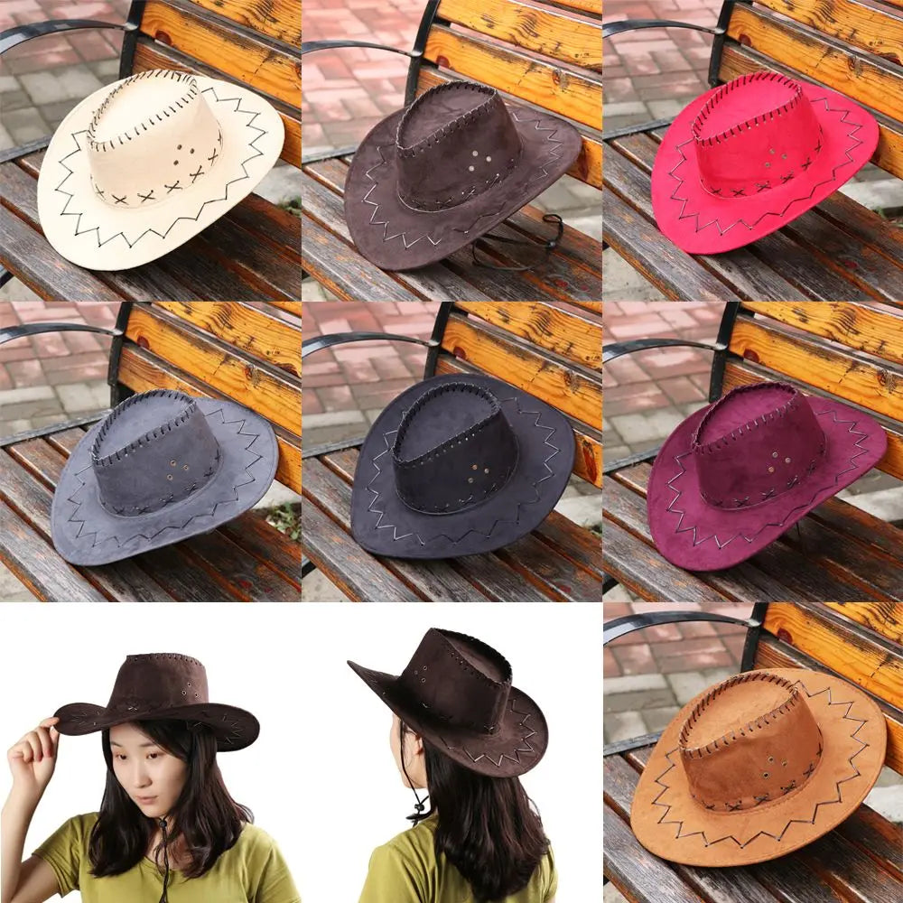 Unisex Suede Cowboy Hat - Fashionable Western Cap for Men and Women, Practical Wild West Fancy Dress Headwear