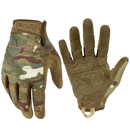 Outdoor Tactical Gloves - Touch Screen Compatible, Full Finger Anti-Skid Mittens for Training, Climbing, Shooting, Hunting, Riding and Cycling