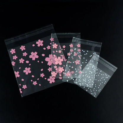 100Pcs Plastic Transparent Gift Bags - Dot Candy Cookie Packaging with DIY Self-Adhesive Closure - Wedding & Party Decoration